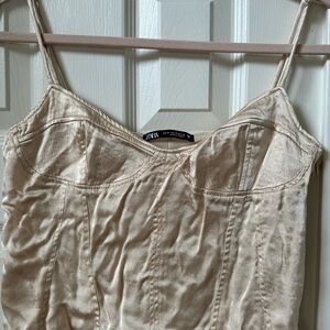 Zara Cream Satin Bustier Top